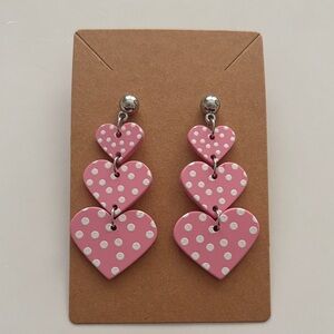 Fashion Jewelry Pink Heart Earrings with Silver Accents